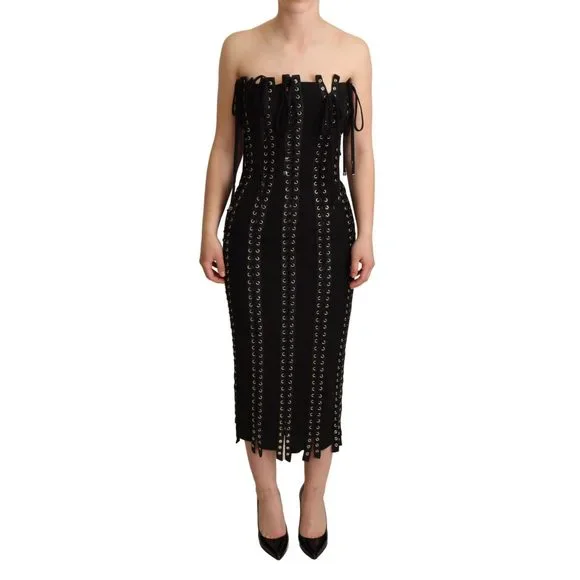 chinese dress ladies Rare 2008 Dolce & Gabbana Black Silk Net Corset Lace Up Dress w Massiv –  Shrimpton Couture